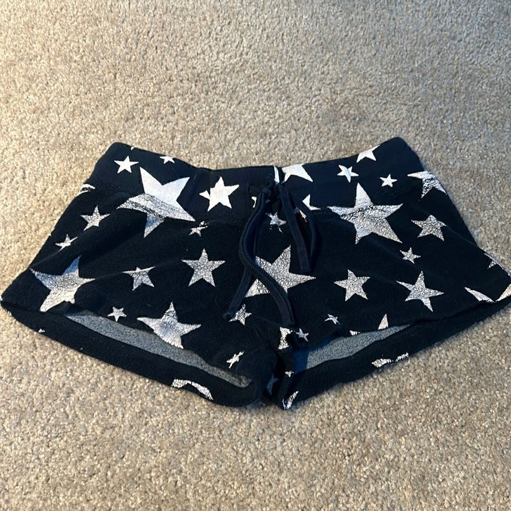 Hard Tail Navy w White Stars Terry Shorts, Size Medium (Y/M 10)
